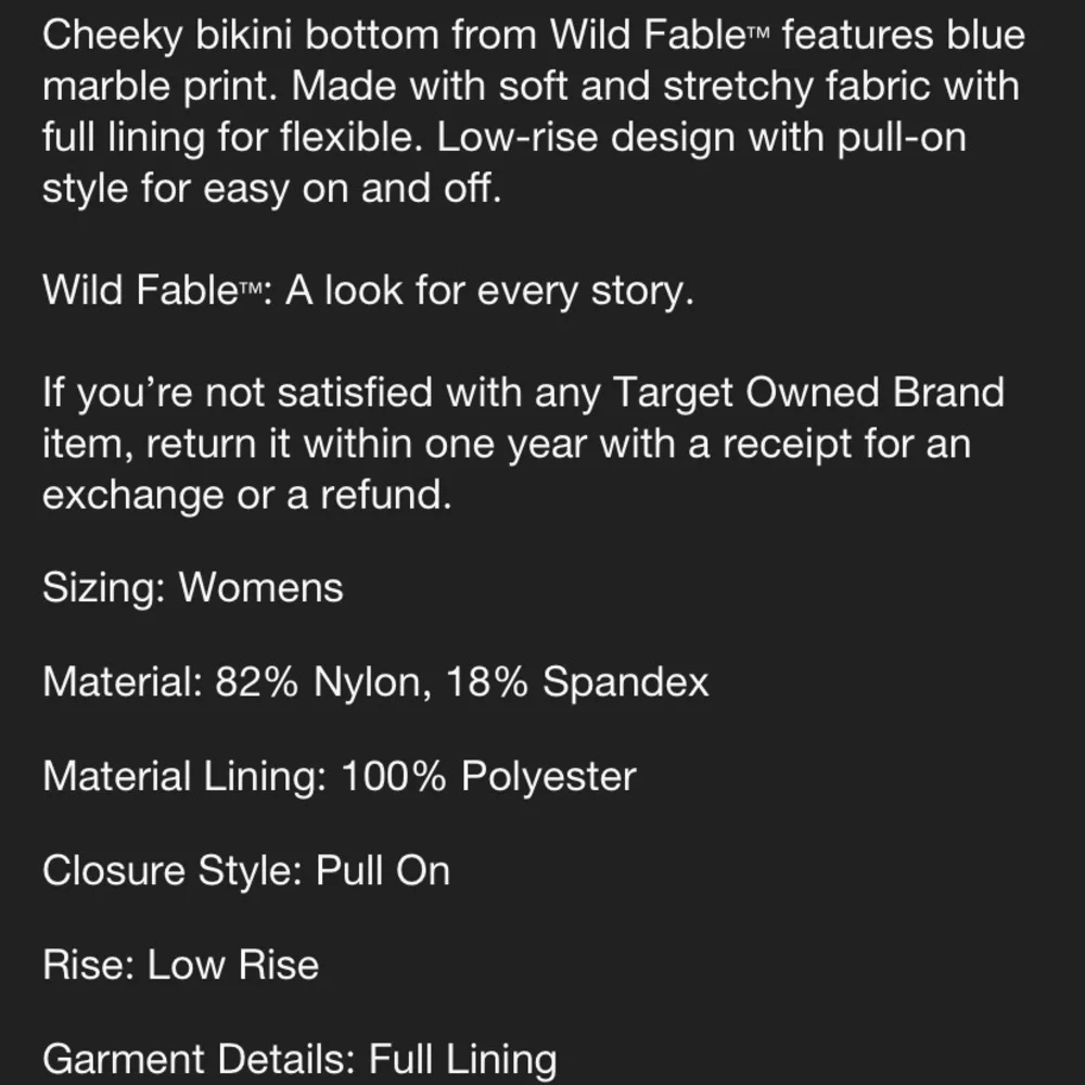 High Leg Cheeky Bikini Bottoms Wild Fable‎ Blue Marble